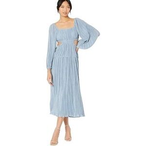 NWT Moon River Pleated Cutout Long Sleeve Midi Dress Women's